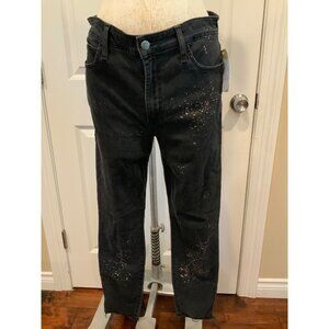 Joe's Jeans Black "Charlie High Rise Skinny Ankle” With Gold Specks Jeans, Sz 29